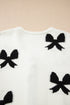 Ribbon Tie Front Bow Jacquard Knit Cardigan